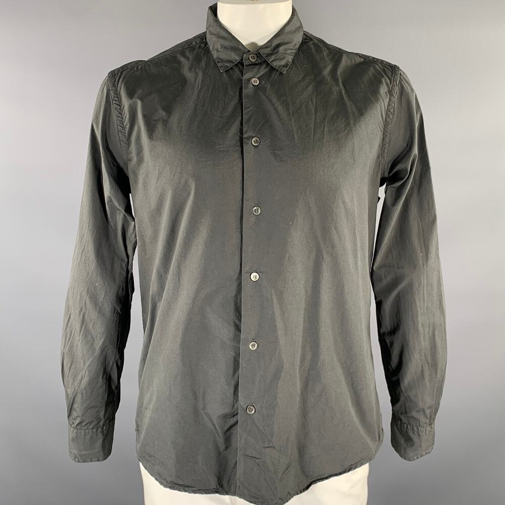 BARENA Size XL Grey Cotton Long Sleeve Shirt